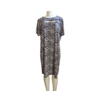 Vince Camuto Leopard Print Short Sleeve Dress With Keyhole Neckline Size 1X